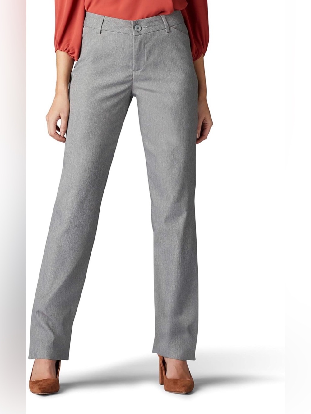 Lee Wrinkle Free Relaxed Fit Straight Leg Pant in Light Gray